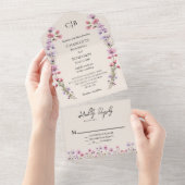 Moderne Wildblume Beige Klassische Hochzeit All In One Einladung (Abreißen)