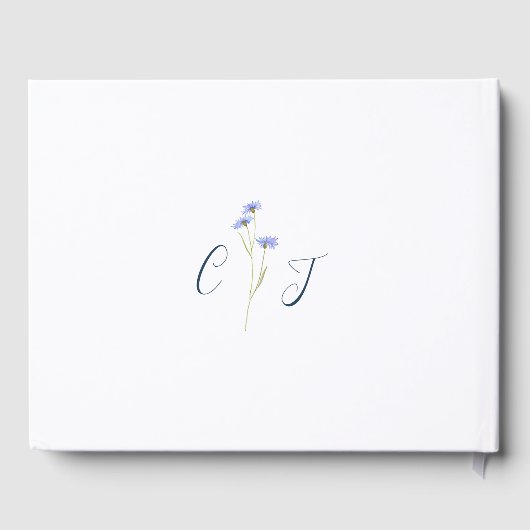 Moderne Wildblume Blau Gästebuch (Rückseite)