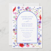 Moderne Wildblume Blue Arch Website QR Code Einladung (Vorderseite)