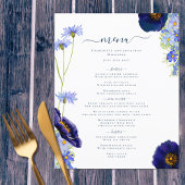 Moderne Wildblume Blue Boho Wedding Menu