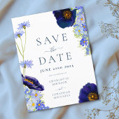 Moderne Wildblume Blue Boho Wedding Save The Date
