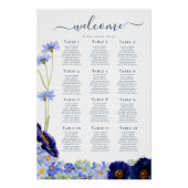 Moderne Wildblume Blue Wedding Poster (Vorderseite)