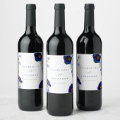 Moderne Wildblume Blue Wedding Weinetikett (Flaschen)