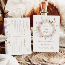 Moderne Wildblume Blumenreath Save the Date