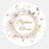 Moderne Wildblume Blumenzeremonie Runder Aufkleber (Vorderseite)