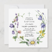 Moderne Wildblume Boho Taufe Einladung (Vorderseite)