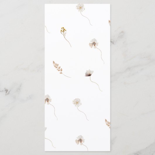 Moderne Wildblume Boho Wedding Menü Menükarte (Rückseite)