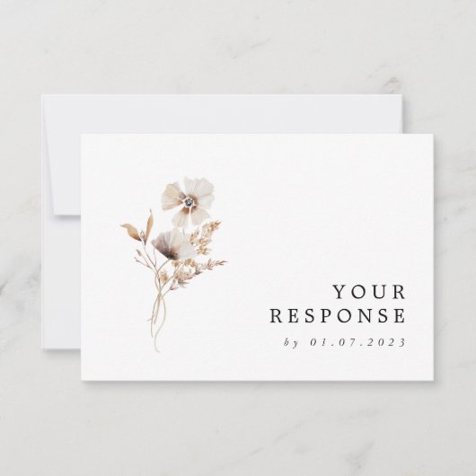 Moderne Wildblume Boho Wedding RSVP Card Karte (Vorderseite)