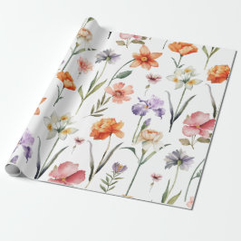Moderne Wildblume Botanische Flora Geschenkpapier
