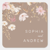 Moderne Wildblume | Botanischer Garten Hochzeit Quadratischer Aufkleber (Vorderseite)