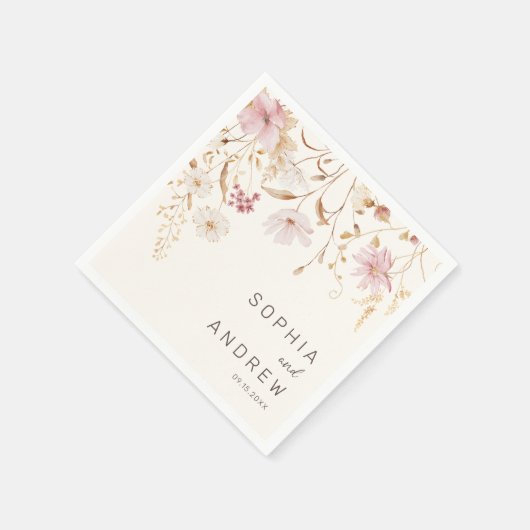 Moderne Wildblume | Botanischer Garten Hochzeit Serviette (Ecke)