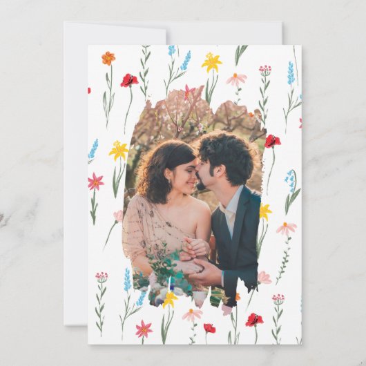 Moderne Wildblume Botanisches Foto Einladung (Rückseite)