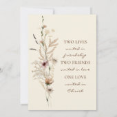 Moderne Wildblume Christliche Bläserblütenhochzeit Einladung (Rückseite)