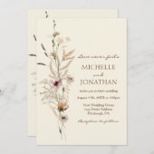 Moderne Wildblume Christliche Bläserblütenhochzeit Einladung (Vorne/Hinten)