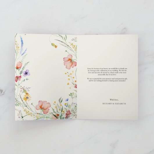 Moderne Wildblume Dankeskarte (Innenseite)