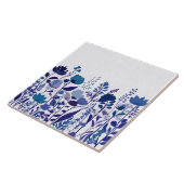 Moderne Wildblume Dunkelblau-weiße Blume Fliese (Seite)