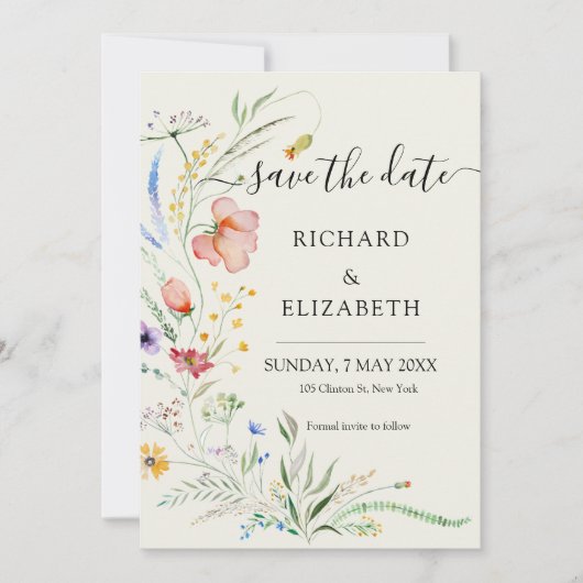 Moderne Wildblume Einladung (Vorderseite)