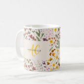 Moderne Wildblume farbenfroh Monogramm blumenreich Kaffeetasse (Vorderseite Links)
