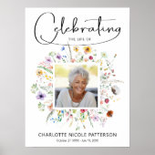 Moderne Wildblume Feier zur Lebensbeerdigung Poster (Vorne)