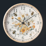 Moderne Wildblume Floral Bee Stilvolles Chic Boho Uhr<br><div class="desc">Moderne Wildblume Floral Bee Stilvolle Chic Boho Bohemisch Wall Clock bietet eine moderne,  gelbe Aquarell-Wildblume mit Hummeln. Erstellt von Evco Studio www.zazzle.com/store/evcostudio</div>
