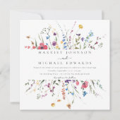 Moderne Wildblume Frame Square Wedding Einladung (Vorderseite)