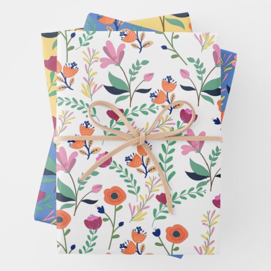 Moderne Wildblume Frühling Wiese Blumen Geschenkpapier Set (Beispiel)