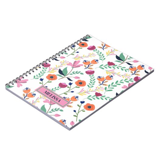 Moderne Wildblume Frühling Wiese Blumen Notizblock (Linke Seite)