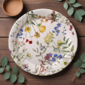 Moderne Wildblume Garden Grüne Kinderdusche Pappteller