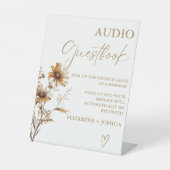 Moderne Wildblume Gold Audio Gästebuchunterschrift Sockelschild (Vorderseite)