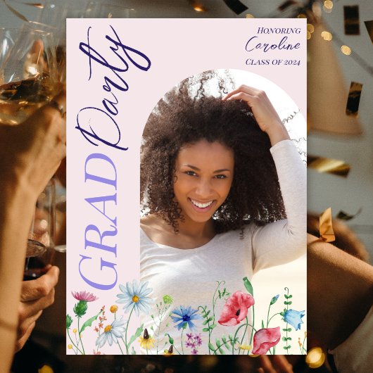 Moderne Wildblume Graduation Party 2025 Arch Foto Einladung