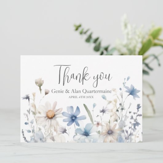 Moderne Wildblume Hochzeit Danke (Stehend Vorderseite)