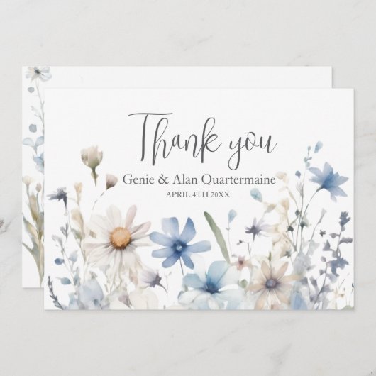 Moderne Wildblume Hochzeit Danke (Vorne/Hinten)