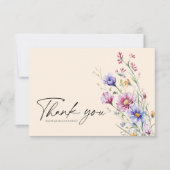 Moderne Wildblume Hochzeit Dankeskarte (Vorderseite)