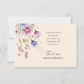 Moderne Wildblume Hochzeit Dankeskarte (Rückseite)