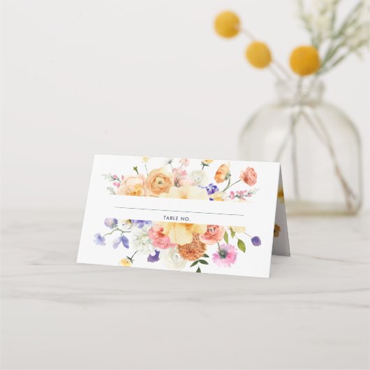 Moderne Wildblume | Hochzeit Platzkarte (Vorderseite)