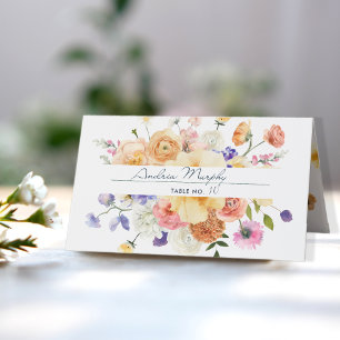 Moderne Wildblume Hochzeit Platzkarte