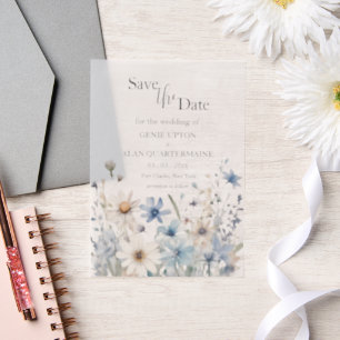 Moderne Wildblume Hochzeit rettet das Datum Pergament Einladungen