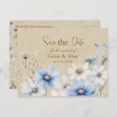 Moderne Wildblume Hochzeit rettet das Datum Postkarte (Vorne/Hinten)