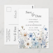 Moderne Wildblume Hochzeit rettet das Datum Postkarte (Vorne/Hinten)
