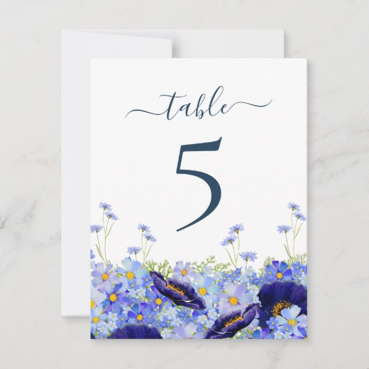 Moderne Wildblume Hochzeit Tischnummer (Vorderseite)