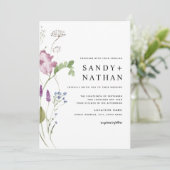 Moderne Wildblume Hochzeitseinladung Einladung (Stehend Vorderseite)