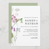 Moderne Wildblume Hochzeitseinladung Einladung (Vorne/Hinten)