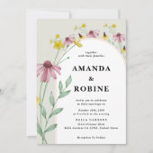 Moderne Wildblume Hochzeitseinladung Einladung (Vorderseite)