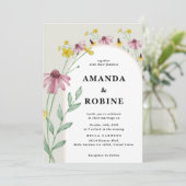 Moderne Wildblume Hochzeitseinladung Einladung (Stehend Vorderseite)