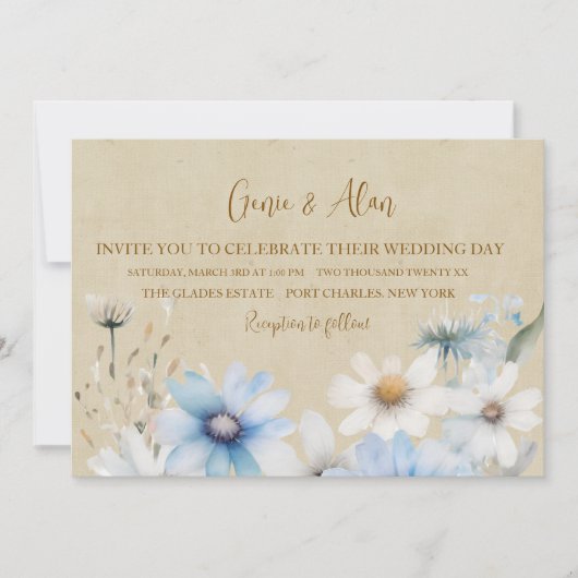 Moderne Wildblume Hochzeitseinladung Einladung (Vorderseite)