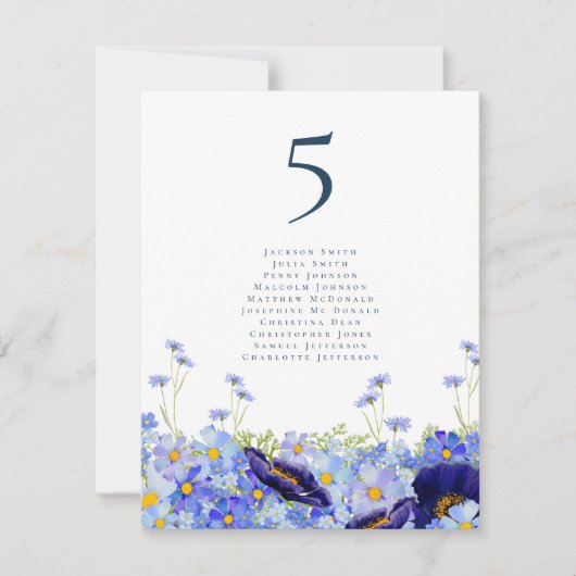 Moderne Wildblume Hochzeitstabelle Tischnummer (Vorderseite)