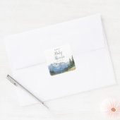 Moderne Wildblume Kinderdusche in Wasserfarbe Quadratischer Aufkleber (Umschlag)