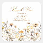 Moderne Wildblume Liebe ist im Blut Vielen Dank Quadratischer Aufkleber (Vorderseite)