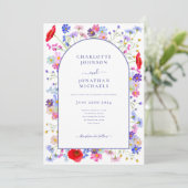 Moderne Wildblume Lila Arch Einladung (Stehend Vorderseite)