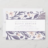 Moderne Wildblume Lila Peach Girl Babydusche Einladung (Vorderseite)